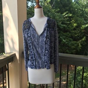 Lucky Brand Beaded Peasant Top
